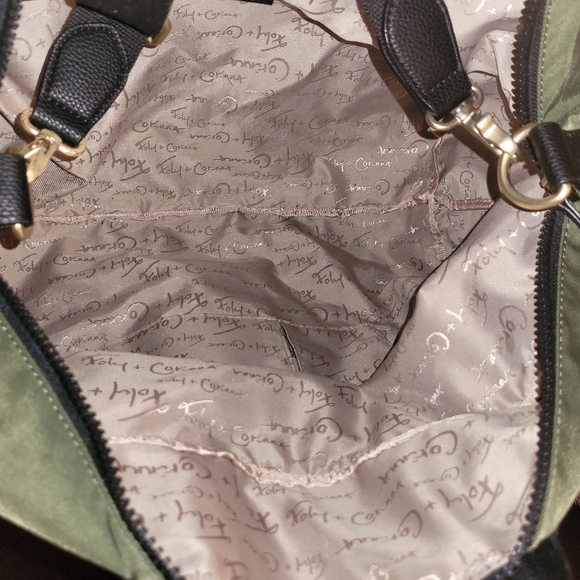 Foley & Corinna Fusion Expandable Weekender Bag Desert Green Liberated Leather - Picture 6 of 15